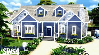 One story Blue Suburban Home  no cc  Sims 4 Speedbuild [upl. by Bud]