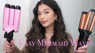 HOW TO EASY MERMAID WAVES TUTORIAL  Tips  2021 Summer Hair  BABYLISS DEEP WAVES vs AMAZON CURLER [upl. by Nirrac]