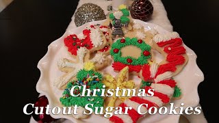 Christmas Cutout Sugar Cookies with Decorator Icing  Christmas Baking  Christmas Cookies [upl. by Wainwright]