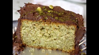 Pistachio and cardamom cake with chocolate ganache [upl. by Schuh425]