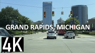 Road Tour of Grand Rapids Michigan in 4K  Driving in Grand Rapids MI  Downtown amp East GR [upl. by Syman916]