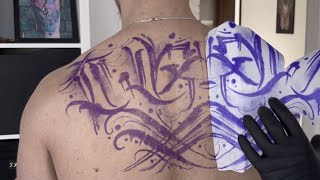 Dark lettering tattoo  Time lapse [upl. by Aronek]