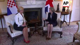 May meets Croatia president at Downing Street [upl. by Araem]