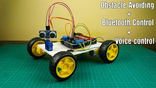 Arduino obstacle avoiding  voice control  Bluetooth control Robot  DIY Arduino Robot [upl. by Shien]