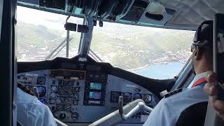 Winair DHC6300 Twin Otter Insane Landing At StBartsCockpit And Window View Full Reverse Thrust [upl. by Suoivatra]