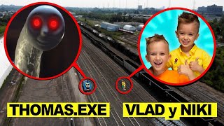 Mi dron captura THOMAS EL TRENEXE con VLAD Y NIKI en UNA ESTACIÓN DE TREN ABANDONADA [upl. by Bibbye]