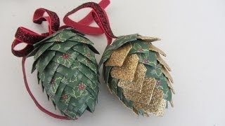 Paper Pinecone Christmas Ornament Styrofoam Egg Shape Beautiful [upl. by Giglio]