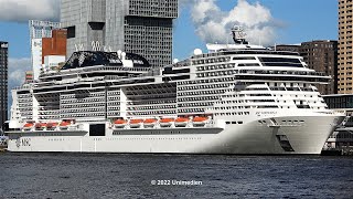 MSC VIRTUOSA  the virtuoso ship horn of the MSC CRUISES cruise ship in Rotterdam  4KQualityVideo [upl. by Welby]