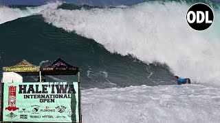 MASSIVE Swell For the Haleiwa International Pro Today  Round 1 High Scores and Highlights [upl. by Oivat]