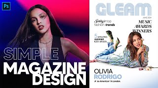 Simple Magazine Cover Design Tutorial feat Olivia Rodrigo  Photoshop [upl. by Ahsanat]