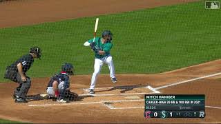 Mitch Haniger Blasts a HR in his First ST Game Back with the Mariners [upl. by Schilt815]