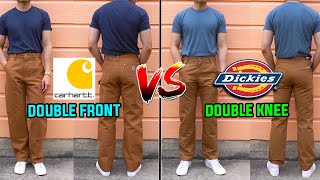 Which Is BETTER  Carhartt Double Front VS Dickies Double Knee Work Pants Review  Comparison [upl. by Kimberli]