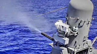 DEADLY Phalanx CIWS CloseIn Weapons System Live Fire Test [upl. by Garibull]