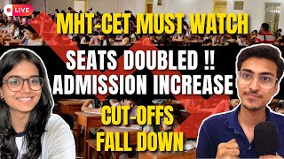 Major Update 🚨 Seat Increase  Cutoff 📉 Percentile vs College  MHT CET 2024 CAP Round Counselling [upl. by Jermaine]