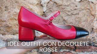 IDEE OUTFIT CON LE DECOLLETE ROSSE CON TACCO BASSO E CINTURINO  IDEE OUTFIT AUTUNNO INVERNO [upl. by Nadruoj]