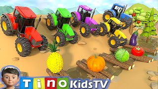 Tractor Harvesting Obstacle Course for Kids  Farm Trucks Uses for Children [upl. by Tibbetts]