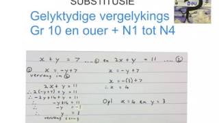 Gelyktydige vergelykings Substitusie graad 10 en ouer N1 tot N4 wiskdou [upl. by Wil]