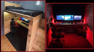 DIY Rustic Style Loft Bed  Gaming Area [upl. by Ylloh]