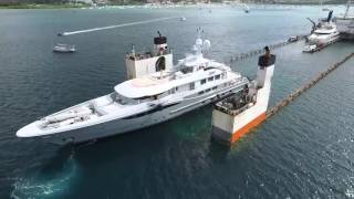 Great aerial Footage of DYT vessel Super Servant 4s floaton yacht transport method in Martinique [upl. by Rebel]