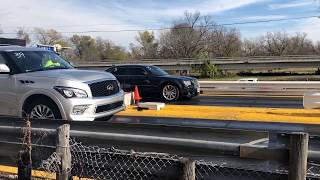 2007 Chrysler 300 SRT8 Vs Infiniti QX80 Quarter Mile Drag Race [upl. by Arev345]