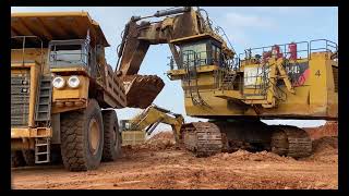 Caterpillar 6040 Massive Excavator Loading Hitachi And Terex Dumpers [upl. by Wagstaff]