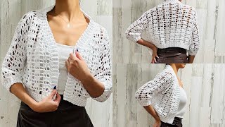 CHAQUETA O CÁRDIGAN CORTO A CROCHET  TUTORIAL [upl. by Akelahs902]