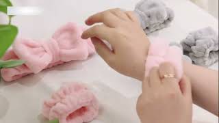 3 Pcsset Fluffy Hairband Wristband Bow Headband Wristband For Washing Face amp Makeup Fatafat Deals [upl. by Ahsehat]