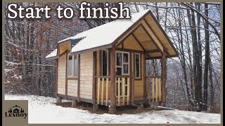 Building of a Bushcraft wooden cabin for living in nature Start to finish [upl. by Doggett94]