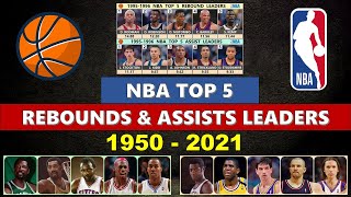 Top 5 NBA Rebounds amp Assists Leaders Every Year 1950  2021 [upl. by Lisandra]