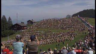 Swiss set world record for largest alphorn ensemble Switzerland 1Sep2024 [upl. by Ilojne493]