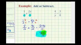 Ex Add and Subtract Fractions Containing Variables [upl. by Richmond]