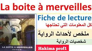 Fiche de lecture la boîte à merveilles  تقديم الرواية،تقديم الكاتب ، شخصيات و أحداث الرواية [upl. by Neelrahs533]