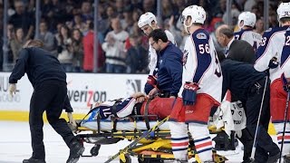 Columbus Blue Jackets forward Nick Foligno suffers injury [upl. by Elyod]