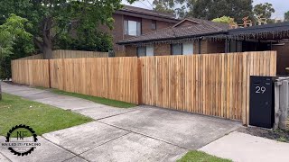 Hardwood batten fence with automatic sliding gate [upl. by Borreri]