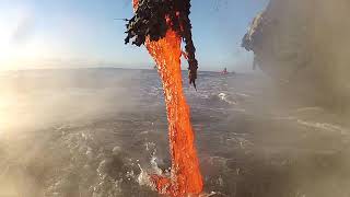 Amazing up close footage of Lava entering the ocean [upl. by Ennovad]