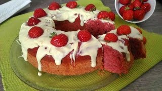 Ciambella alle fragole e cioccolato bianco  Strawberry and white chocolate donut [upl. by Origra962]