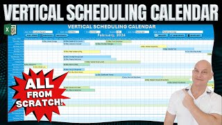 How To Create A Vertical Scheduling Calendar In Excel FROM SCRATCH  FREE TEMPLATE [upl. by Penoyer]