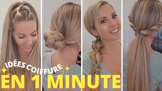 COIFFURE EN 1 MINUTE FACILE  coiffure 60 seconde simple  coiffure cheveux mi long à long [upl. by Adiela]