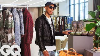 Pharrell Shows Off His Louis Vuitton SS24 Collection Essentials  GQ [upl. by Caressa]