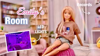 Emily’s NEW Room Making a Trendy Gen Z Barbie Doll Room  LED Lights Records Vines TV Collage [upl. by Yecal]