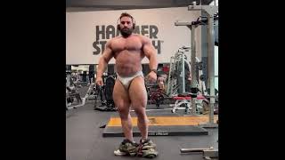 Bearded muscle giant Roberto Buonomo posing in gray underwear [upl. by Lulita]