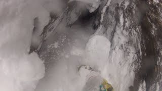 Snowboard Accident  Snowboarder falls into a rock crevice [upl. by Pollitt354]