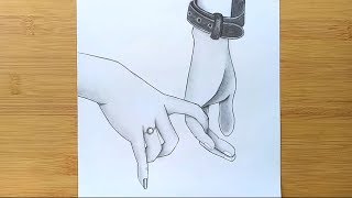 Romantic Couple Holding Hands pencil sketch  How to draw Holding Hands [upl. by Rento]