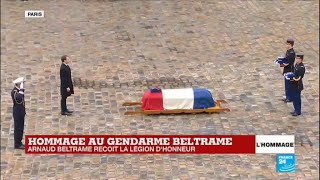 quotAux mortsquot  Arnaud Beltrame reçoit la Légion dhonneur à titre posthume  Hommage national [upl. by Garris]