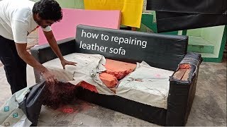 how to repairing leather sofa leather sofa set leather couch sofa set single sofa sofa sofa making [upl. by Aleksandr17]