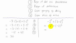 Matematikk 1P  018  Regnerekkefølge 4  De 4 reglene  eksempler [upl. by Imik472]