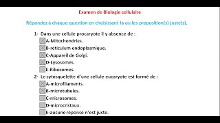 Examen de biologie cellulaire contrôle QCM [upl. by Aicilehp]