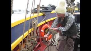 How to Belay and Coil a Sailing Ships Rigging Line [upl. by Rialcnis787]