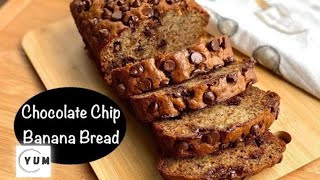 Soft Moist Speckled Chocolate Chip Banana Bread Recipe  How to make chocolate chip banana bread [upl. by Steward238]