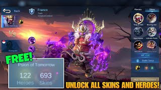 UNLOCK ALL SKINS AND HEROES FOR FREE WITHOUT USING INJECTOR IN MOBILE LEGENDS [upl. by Bithia]